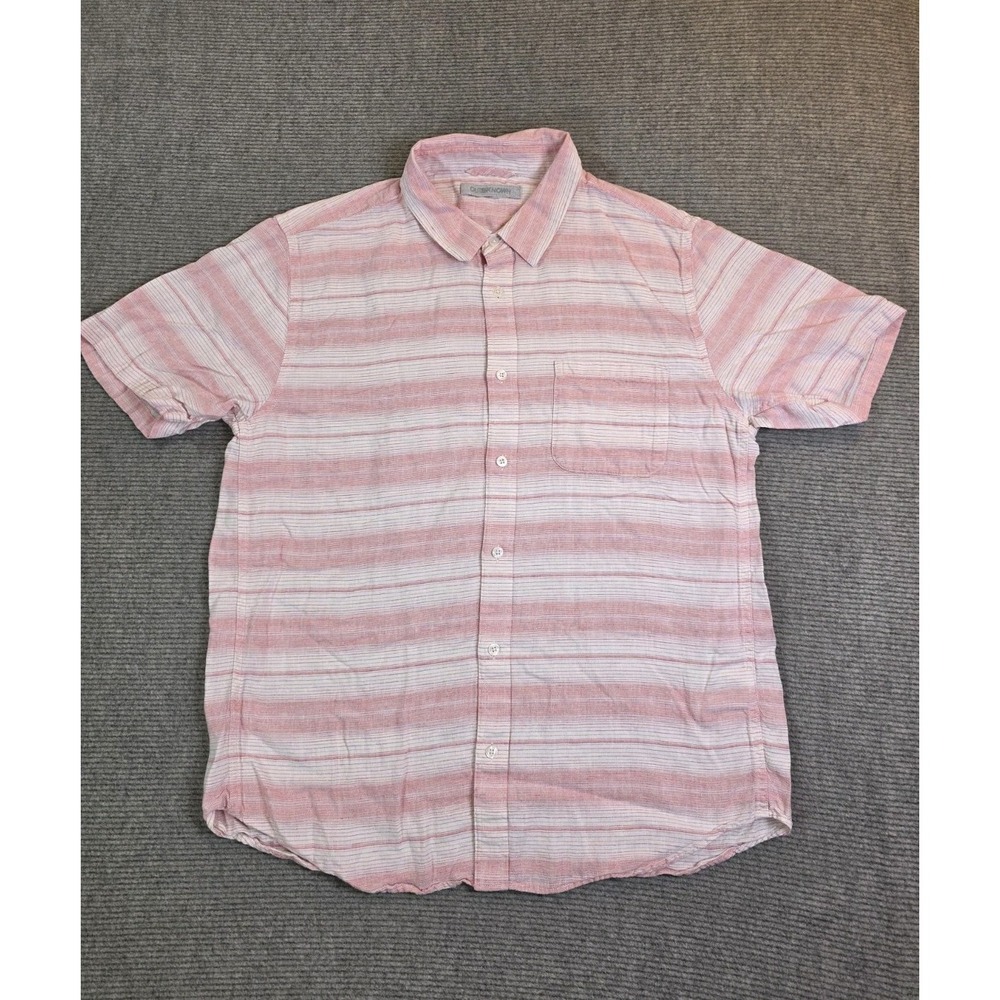 Outerknown S.E.A. SS Woven Shirt Grapefruit Weavers Stripe Mens Size XL